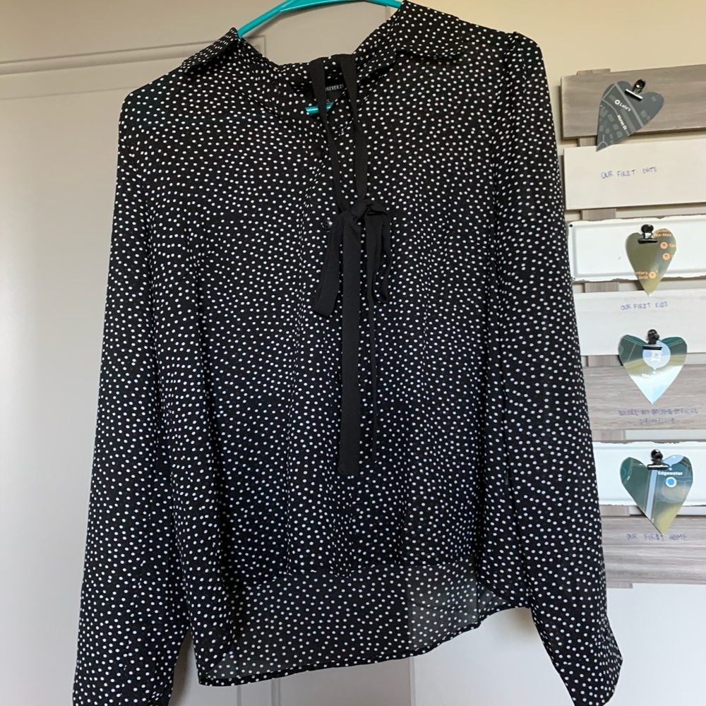 Polka dotted long black shirt